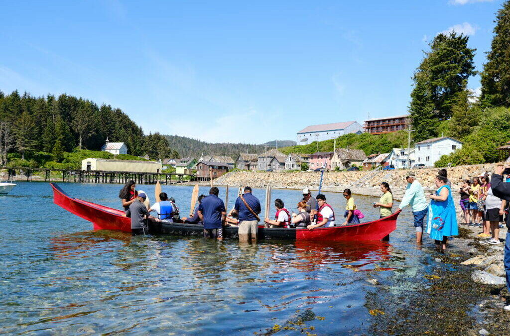 Angoon Students Name & Launch Dugout Canoe